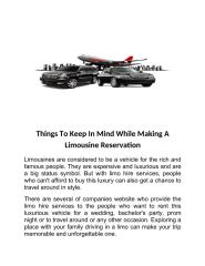 Allamerican limousine-Things To Keep In Mind While Making A Limousine Reservation.pdf